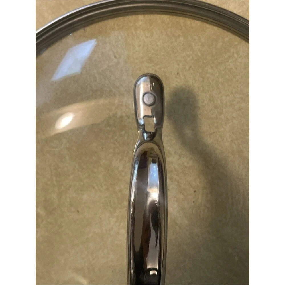 Calphalon Stainless Steel Tempered Glass Replacement Lid 7.5 Inside Diameter 8in